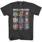Avengers Expression Moods Spider-Man Hulk Thor Iron Man Dusky Panther Irregular The United States Mens Adult Graphic Tee T-Shirt (Dusky Heather, XX-Trim)