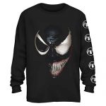 Shock Venom Half Spider-Man Spiderman Avengers Villain Amusing E book Adult Mens Graphic Long Sleeve T-Shirt Apparel (Murky, Itsy-bitsy)