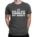 SpiritForged Apparel Dad by Day Gamer by Evening- Father’s Day Males’s T-Shirt, Charcoal 2XL