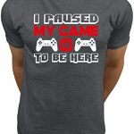 Market Trendz I Paused My Game to Be Here T Shirt Video Game Shirts for Men Crimson on Charcoal Medium