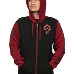 JINX World of Warcraft Horde Delight Males’s Gamer Zip-Up Hoodie, Gloomy/Red, Medium