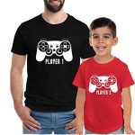 Texas Tees, Gamer T Shirts for Males, Dad and Son Matching Shirts, Crimson Player 2 & Player 1