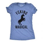 Womens Magical Droll T Shirt Unicorn Traditional Tee Frigid Adorable 90s Novelty T Shirt (Heather Light Blue) – L