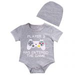 Lovely Infant Novel child Miniature one Boy Lady Short Sleeve Romper Bodysuit+Hat Outfit Region (3-6 Months, Gentle Grey)