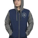 JINX World of Warcraft Alliance Pride Males’s Gamer Zip-Up Hoodie, Blue/Grey, Mountainous