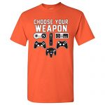 UGP Campus Apparel Resolve Your Weapon – Gaming Console Gamer Retro Handheld Esports DT- Silly Adult Cotton T-Shirt – Medium – Orange
