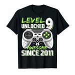 Stage 9 Unlocked Excellent Since 2011 Video Sport ninth Birthday T-Shirt