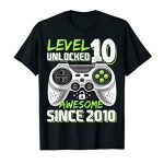 Level 10 Unlocked Awesome 2010 Video Recreation Tenth Birthday Present T-Shirt