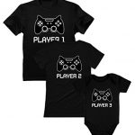 Gamer Shirts for Dad, Mother & Toddler Participant 1 2 3 Father Mother Shirts Toddler Bodysuit Dad Shaded L/Mother Shaded S/Toddler Shaded NB (0-3M)