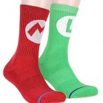 Nintendo Enormous Mario Adult Mario And Luigi Character Costume 2 Pair Crew Socks For Males Girls