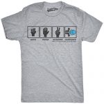 Mens Rock Paper Scissors Hadouken T Shirt Comic Video Gamer Nerdy Graphic Tee (Light Heather Grey) – S