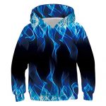Belovecol Ladies Boys Pullovers 3D Digital Printed Ingenious Blue Flame Hoodies Novelty Hipster Hoody Sweatshirt 14-16 Years