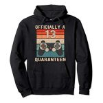 Quaranteen Birthday Shirt 13 Comical Gamer Teen Present Pullover Hoodie