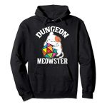 Dungeon Meowster Nerdy D20 Dice Nerd Kitten Cat RPG Gamer Pullover Hoodie
