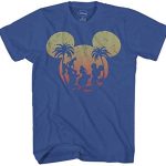 Disney Mickey Mouse Donald Duck Goofy Sunset Disneyland World Silly Mens Grownup Graphic Tee T-Shirt (Little, Light Navy)