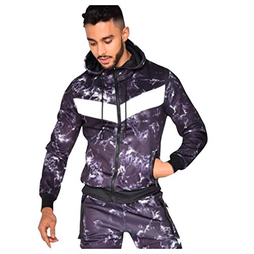 Mens FatZip Hoodies Shirts Slim Match Long Sleeve Colorblock Top