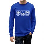 Eat Sleep Sport – Gift for Gamer Gaming Men’s Long Sleeve T-Shirt Astronomical Blue