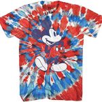 Mickey Mouse Classic Shmile Tie Dye Classic Disneyland World Mens Grownup Graphic Tee T-Shirt Apparel (Red Blue Tie Dye, X-Mammoth)