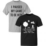 Video Gamer Shirts Gaming T Shirts | 2 Pack | I Paused My Recreation I Went Start air Men (2 Grey and Dark, Medium)