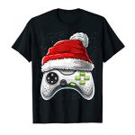 Video Recreation Controller Christmas Santa Hat Gamer Reward Boys T-Shirt