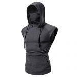 Mens Facemask Cranium Pure Coloration Pullover Hoodies Long/Short Sleeve/Sleeveless Hooded Sweatshirt Tops Shirt Shirt with Aspect Half of Zipper D Grey
