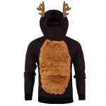 GDJGTA Mens Face_Cover Yuletide Hoody Feather Hooded Christmas 3D Sports activities Long Sleeve Splice Male Tank Tops Shirt Shirt Plus Size Brown