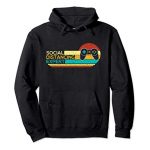 Social Distancing Knowledgeable Humorous Gaming Vintage Video Gamer Pullover Hoodie