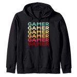 Gamer Vintage Retro 70’s 80’s Model Video Game Males Boys Young folks Zip Hoodie