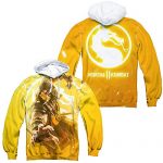 Trevco Mortal Kombat XI Scorpion Unisex Adult Front and Again Sublimated Pull-Over Hoodie for Men and Females, X-Snappy-witted White
