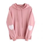 IEason,Womens Lengthy Sleeve Coronary heart Hoodie Sweatshirt Jumper Hooded Pullover Tops Blouse (3XL, Crimson)