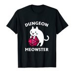 Dungeon Meowster Silly Nerdy Gamer Cat D20 RPG T-Shirt