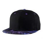 Quanhaigou Purple Galaxy Snapback Hat Unisex Trucker Hat Hip Hop Plaid Flat Invoice Brim Adjustable Baseball Cap, Murky Purple, One Size