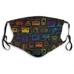 Recreation Video Gaming Pattern Reusable Cloth Face Hide Material Protect Droplet-Proof Mouth Retaining with 2 Filter Sunless