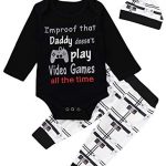 Exiguous one Boys Video Game Outfits Place of residing Funny Letter Long Sleeve Clothes Place of residing (Long-Dim,3-6 Months)