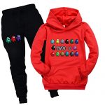 Formative years Amongst us Sweatsuits 2 Piece Hoodie Tracksuit Sets Gamer Hoodies and Sweatpants Jogging Suits for Boys Ladies Red