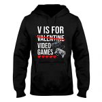 V is for Video Games Humorous On-line Gamer Gaming Men Boys Gift Humorous Hoodie (L) Dusky