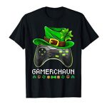 Video Sport Leprechaun St Patricks Day Gamer Formative years Boys Gaming T-Shirt