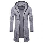 MODOQO Men’s Hoodies, Lengthy Trench Coat Casual Cardigan Jacket Outwear Autumn (Gray,XL)