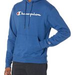 Champion Males’s Reverse Weave Pullover Hoodie, Regal Navy – Script, Spacious