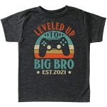 Leveled Up to Wide Bro Est. 2021 Wide Brother T-Shirts Announcement Video Gamer Relaxing Toddler Point out Outfit Vintage Smoke Shirt Childhood Medium
