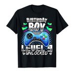 Level 9 Unlocked Video Sport ninth Birthday Gamer Reward Boys T-Shirt