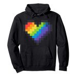 Gaymer LGBT Retro Pride Shirt Overjoyed Gamer Rainbow Pixel Coronary heart Pullover Hoodie