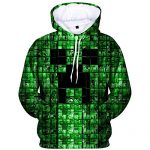 Minecraft Hoodies Vogue Gamer Hooded With Pullover for Men and Females (XX-Suitable, Green)