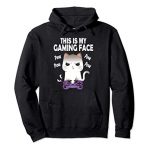 My Gaming Face Gamer Cat Kawaii Anime Cat Amusing Video Gamer Pullover Hoodie