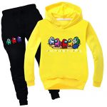 Adolescence Amongst us Sweatsuits 2 Half Hoodie Tracksuit Devices Gamer Hoodies and Sweatpants Jogging Matches for Boys Ladies Yellow