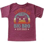 Leveled As much as Mountainous Bro Est. 2021 Mountainous Brother T-Shirts Announcement Video Gamer Fun Slight one Expose Outfit Classic Burgundy Shirt Childhood Shrimp