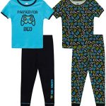 Handiest Boys Miniature one Boys’ Pajama Location – 4 Piece Cosy Fit Short Sleeve T-Shirt and Jogger Sweatpants (Miniature one/Toddler), Measurement 3T, Gloomy-Blue/Gamer