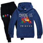 Younger other folks Among us Sweatsuits 2 Part Hoodie Tracksuit Gadgets Gamer Hoodies and Sweatpants Jogging Suits for Boys Ladies Navy Blue