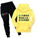 Early life Amongst us Sweatsuits 2 Share Hoodie Tracksuit Gadgets Gamer Hoodies and Sweatpants Jogging Suits for Boys Ladies Yellow