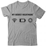 Gamer T Shirt Comic Tshirt for Men Girls Adolescents My Worst Nightmare Gaming Christmas (Grey, Minute)